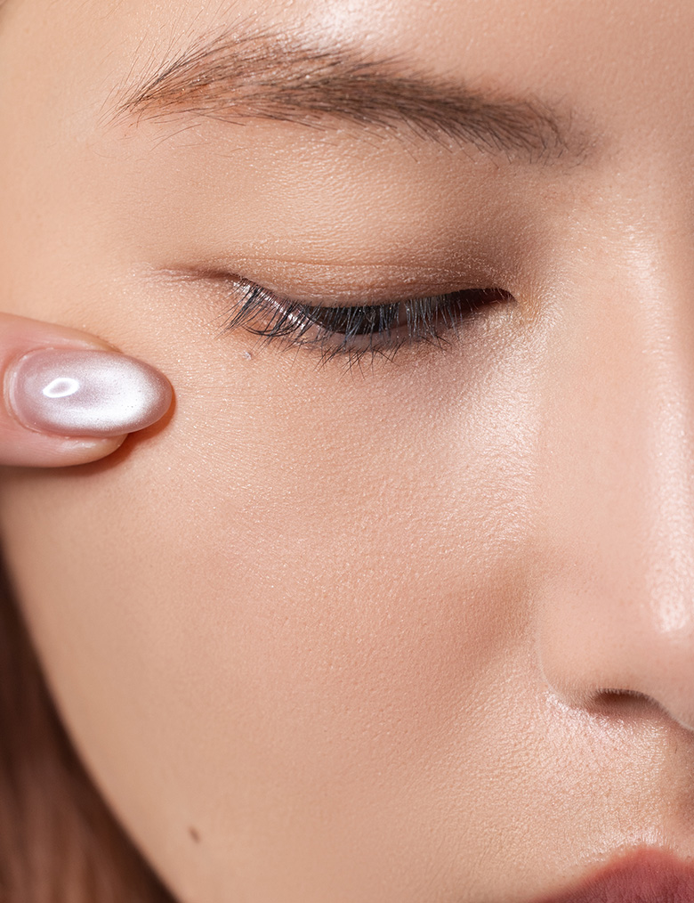 Close-up of the skin beneath a closed eye