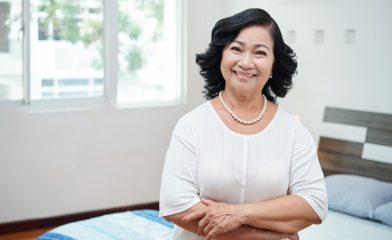 an older asian woman at home